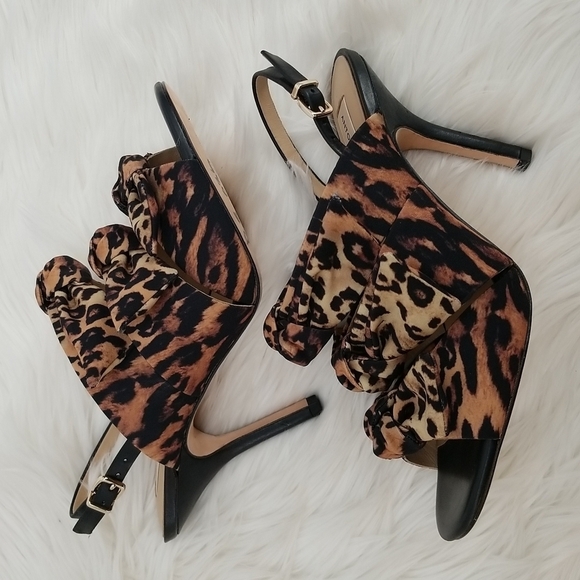 Antonio Melani 3-Bow Leopard Heels w Strap Elegant Sexy Animal Print - Picture 1 of 8